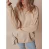 imageDokotoo Womens Sweaters Casual Ribbed Crewneck Long Sleeve Solid Cable Knit Loose Fit Pullover Sweater TopsBeige