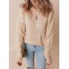 imageDokotoo Womens Sweaters Casual Ribbed Crewneck Long Sleeve Solid Cable Knit Loose Fit Pullover Sweater TopsBeige
