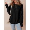 imageDokotoo Womens Sweaters Casual Ribbed Crewneck Long Sleeve Solid Cable Knit Loose Fit Pullover Sweater TopsBlack