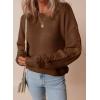 imageDokotoo Womens Sweaters Casual Ribbed Crewneck Long Sleeve Solid Cable Knit Loose Fit Pullover Sweater TopsBrown