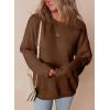 imageDokotoo Womens Sweaters Casual Ribbed Crewneck Long Sleeve Solid Cable Knit Loose Fit Pullover Sweater TopsBrown