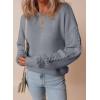 imageDokotoo Womens Sweaters Casual Ribbed Crewneck Long Sleeve Solid Cable Knit Loose Fit Pullover Sweater TopsGray