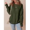 imageDokotoo Womens Sweaters Casual Ribbed Crewneck Long Sleeve Solid Cable Knit Loose Fit Pullover Sweater TopsGreen