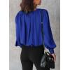 imageDokotoo Womens Tops Blouses for Women Casual Long Sleeve Shirts Crew Neck Bohemian Solid Color Spring Work BusinessA Blue