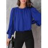 imageDokotoo Womens Tops Blouses for Women Casual Long Sleeve Shirts Crew Neck Bohemian Solid Color Spring Work BusinessA Blue