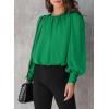 imageDokotoo Womens Tops Blouses for Women Casual Long Sleeve Shirts Crew Neck Bohemian Solid Color Spring Work BusinessA Green