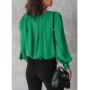 imageDokotoo Womens Tops Blouses for Women Casual Long Sleeve Shirts Crew Neck Bohemian Solid Color Spring Work BusinessA Green
