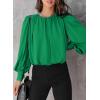 imageDokotoo Womens Tops Blouses for Women Casual Long Sleeve Shirts Crew Neck Bohemian Solid Color Spring Work BusinessA Green