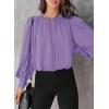 imageDokotoo Womens Tops Blouses for Women Casual Long Sleeve Shirts Crew Neck Bohemian Solid Color Spring Work BusinessA Purple
