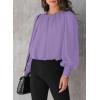 imageDokotoo Womens Tops Blouses for Women Casual Long Sleeve Shirts Crew Neck Bohemian Solid Color Spring Work BusinessA Purple