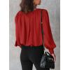 imageDokotoo Womens Tops Blouses for Women Casual Long Sleeve Shirts Crew Neck Bohemian Solid Color Spring Work BusinessA Red