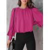 imageDokotoo Womens Tops Blouses for Women Casual Long Sleeve Shirts Crew Neck Bohemian Solid Color Spring Work BusinessA Rose