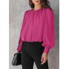 imageDokotoo Womens Tops Blouses for Women Casual Long Sleeve Shirts Crew Neck Bohemian Solid Color Spring Work BusinessA Rose