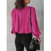 imageDokotoo Womens Tops Blouses for Women Casual Long Sleeve Shirts Crew Neck Bohemian Solid Color Spring Work BusinessA Rose
