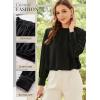 imageDokotoo Womens Tops Blouses for Women Casual Long Sleeve Shirts Crew Neck Bohemian Solid Color Spring Work BusinessBlack