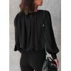 imageDokotoo Womens Tops Blouses for Women Casual Long Sleeve Shirts Crew Neck Bohemian Solid Color Spring Work BusinessBlack