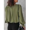 imageDokotoo Womens Tops Blouses for Women Casual Long Sleeve Shirts Crew Neck Bohemian Solid Color Spring Work BusinessGrass Green