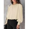 imageDokotoo Womens Tops Blouses for Women Casual Long Sleeve Shirts Crew Neck Bohemian Solid Color Spring Work BusinessKhaki