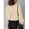 imageDokotoo Womens Tops Blouses for Women Casual Long Sleeve Shirts Crew Neck Bohemian Solid Color Spring Work BusinessKhaki