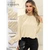 imageDokotoo Womens Tops Blouses for Women Casual Long Sleeve Shirts Crew Neck Bohemian Solid Color Spring Work BusinessKhaki
