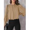 imageDokotoo Womens Tops Blouses for Women Casual Long Sleeve Shirts Crew Neck Bohemian Solid Color Spring Work BusinessKhaki