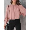 imageDokotoo Womens Tops Blouses for Women Casual Long Sleeve Shirts Crew Neck Bohemian Solid Color Spring Work BusinessPink