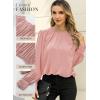 imageDokotoo Womens Tops Blouses for Women Casual Long Sleeve Shirts Crew Neck Bohemian Solid Color Spring Work BusinessPink