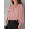 imageDokotoo Womens Tops Blouses for Women Casual Long Sleeve Shirts Crew Neck Bohemian Solid Color Spring Work BusinessPink