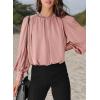 imageDokotoo Womens Tops Blouses for Women Casual Long Sleeve Shirts Crew Neck Bohemian Solid Color Spring Work BusinessPink