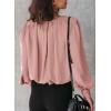 imageDokotoo Womens Tops Blouses for Women Casual Long Sleeve Shirts Crew Neck Bohemian Solid Color Spring Work BusinessPink