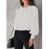 imageDokotoo Womens Tops Blouses for Women Casual Long Sleeve Shirts Crew Neck Bohemian Solid Color Spring Work BusinessWhite