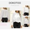 imageDokotoo Womens Tops Blouses for Women Casual Long Sleeve Shirts Crew Neck Bohemian Solid Color Spring Work BusinessWhite