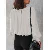 imageDokotoo Womens Tops Blouses for Women Casual Long Sleeve Shirts Crew Neck Bohemian Solid Color Spring Work BusinessWhite