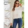imageDokotoo Womens Tops Blouses for Women Casual Long Sleeve Shirts Crew Neck Bohemian Solid Color Spring Work BusinessWhite