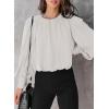 imageDokotoo Womens Tops Blouses for Women Casual Long Sleeve Shirts Crew Neck Bohemian Solid Color Spring Work BusinessWhite