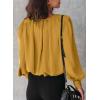 imageDokotoo Womens Tops Blouses for Women Casual Long Sleeve Shirts Crew Neck Bohemian Solid Color Spring Work BusinessYellow