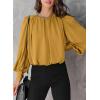 imageDokotoo Womens Tops Blouses for Women Casual Long Sleeve Shirts Crew Neck Bohemian Solid Color Spring Work BusinessYellow