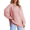 imageDokotoo Oversized Hoodies for Women Casual Long Sleeve Waffle Knit Drawstring Side Slit Pullover Sweatshirts with PocketPink