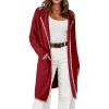 imageDokotoo Womens Casual Long Cardigan Sweaters 2024 Winter Coats Fall Jacket Knit Coatigan Outwear with PocketsRed Dahlia