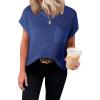 imageDokotoo Womens Casual Short Sleeve Loose Tunic Tops Lightweight Knit Spring Pullover Sweater BlousesNavy Blue