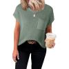 imageDokotoo Womens Casual Short Sleeve Loose Tunic Tops Lightweight Knit Spring Pullover Sweater BlousesSmoke Green