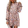 imageDokotoo Womens Fall Dress 2025 Long Sleeve Babydoll Mini Dress Floral Flowy Boho DressesBlack