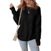 imageDokotoo Womens Sweaters Casual Ribbed Crewneck Long Sleeve Solid Cable Knit Loose Fit Pullover Sweater TopsBlack