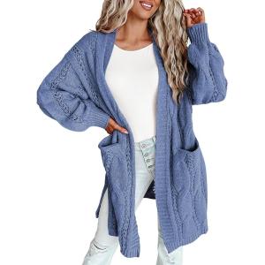imageDokotoo Long Cardigans for Women Open Front 2025 Long Sleeves Lightweight Fall Sweaters with PocketsSky Blue