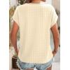 imageDokotoo Womens Blouses Summer Casual Cap Short Sleeve Tops Basic Textured Solid Color Round Neck T Shirts BlouseApricot