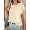 imageDokotoo Womens Blouses Summer Casual Cap Short Sleeve Tops Basic Textured Solid Color Round Neck T Shirts BlouseApricot