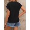 imageDokotoo Womens Blouses Summer Casual Cap Short Sleeve Tops Basic Textured Solid Color Round Neck T Shirts BlouseBlack