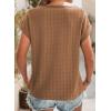 imageDokotoo Womens Blouses Summer Casual Cap Short Sleeve Tops Basic Textured Solid Color Round Neck T Shirts BlouseBrown