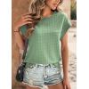 imageDokotoo Womens Blouses Summer Casual Cap Short Sleeve Tops Basic Textured Solid Color Round Neck T Shirts BlouseGreen