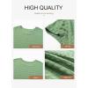 imageDokotoo Womens Blouses Summer Casual Cap Short Sleeve Tops Basic Textured Solid Color Round Neck T Shirts BlouseGreen
